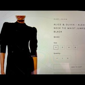 Alice and Olivia  Alexis Mock Neck Tie Waist black jumpsuit